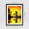 Plakat w ramie 40x50 - Rower przy zachodzie słońca - rower, zachód - rama czarna