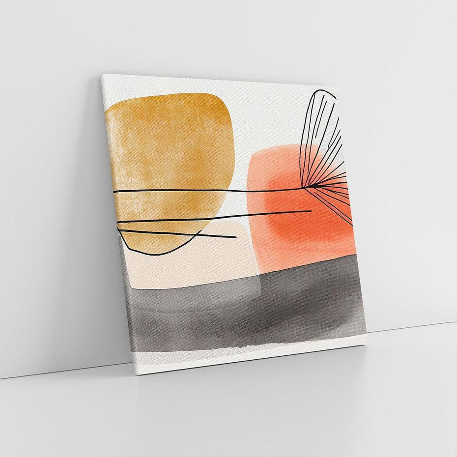 Obraz na płótnie 60x60 - Roślinny Szkic - abstrakcyjne, nieregularne plamy łososiowego koloru