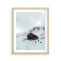 Plakat w ramie 40x50 - Zimowa Magia - domek, śnieg - rama drewno
