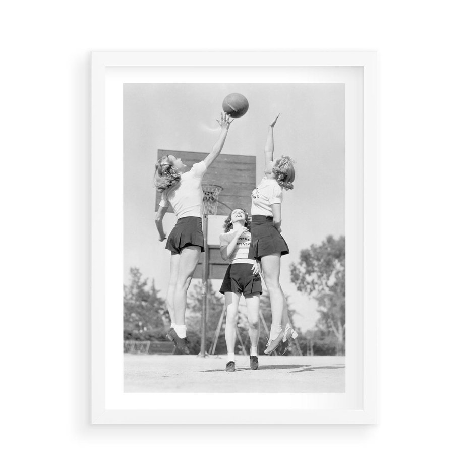 Plakat w ramie 50x70 - Sport to Zdrowie - retro zdjęcie, czarno białe - rama biała