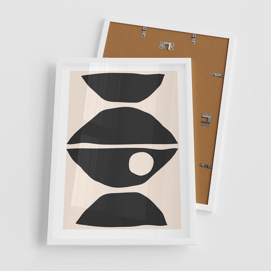 Plakat w ramie 50x70 - Nowoczesna Sztuka na Beżowym Tle - nowoczesna sztuka, abstrakcja - rama biała