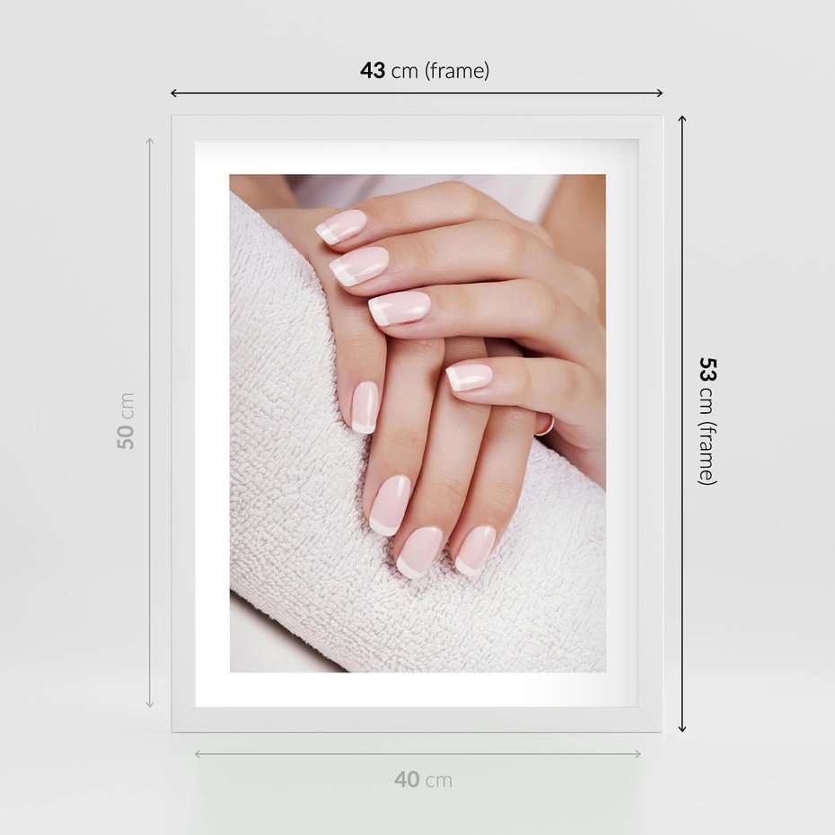 Plakat w ramie 40x50 - Piękno manicure - manicure, paznokcie - rama biała