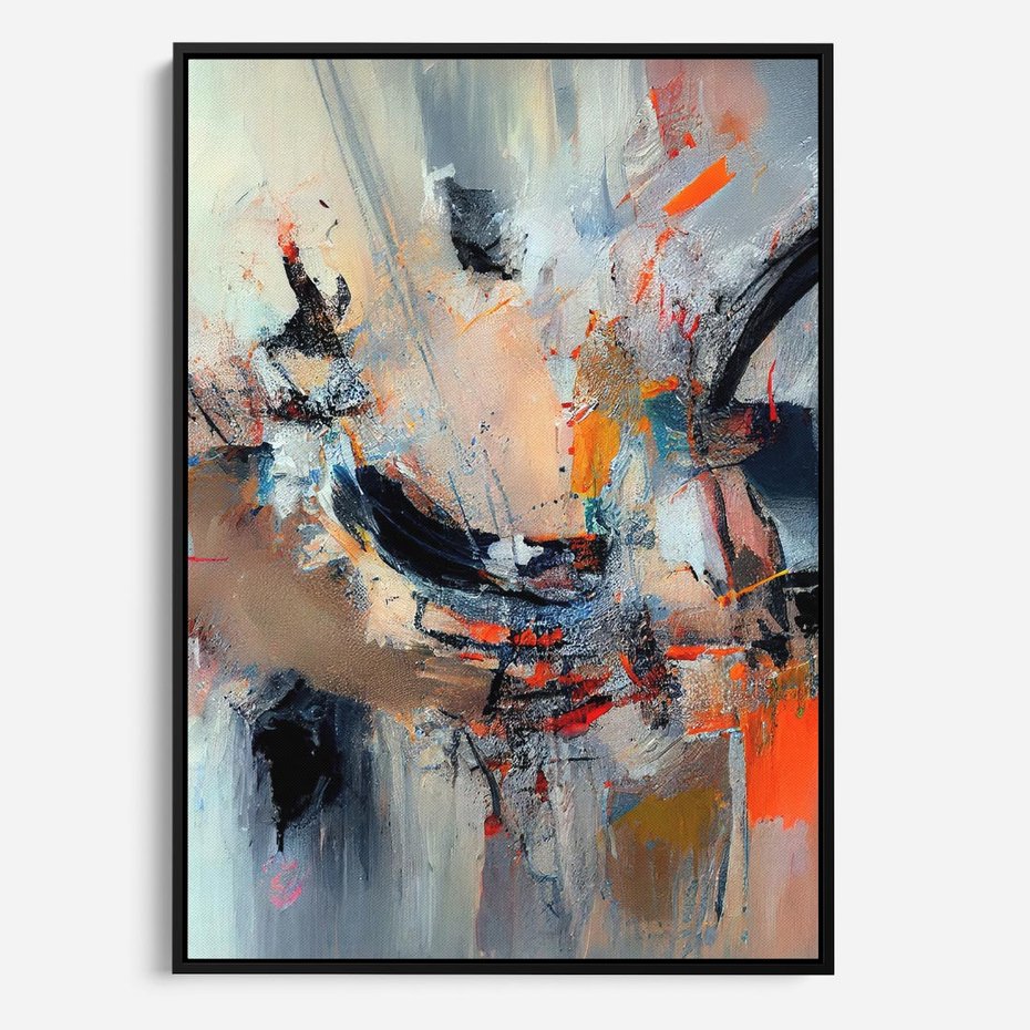 Obraz w ramie 50x70 - Kontrapunkty zatajonych uczuć - dynamiczna abstrakcja, bałagan na płótnie - rama czarna