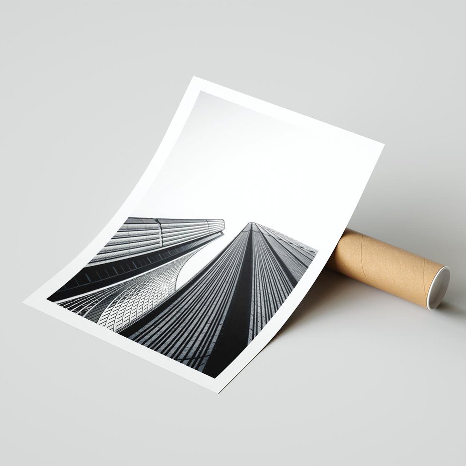 Plakat bez ramy 50x70 - Monochromatyczna Wizja - architektura, wysoki wieżowiec