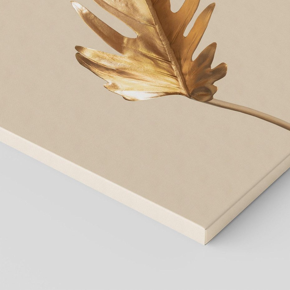 Obraz na płótnie 60x60 - Piękno w Detalu - złoty, liść