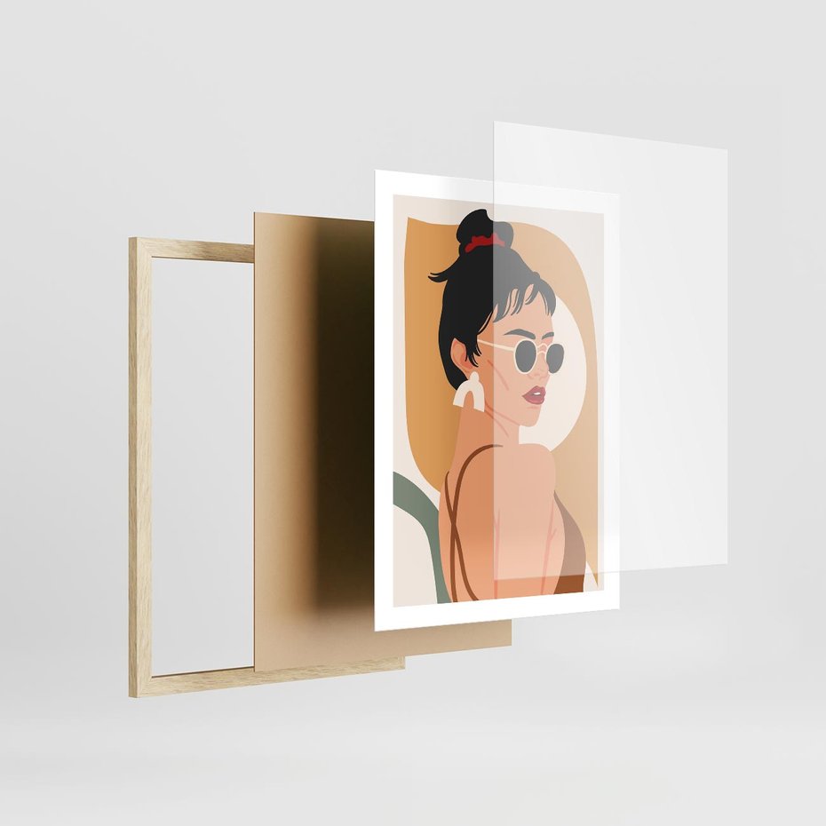 Plakat w ramie 50x70 - Kobieca Przenikliwość - nowoczesny plakat, styl retro - rama drewno