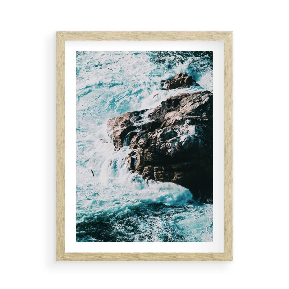 Plakat w ramie 50x70 - Siła Natury - morze, skały - rama drewno