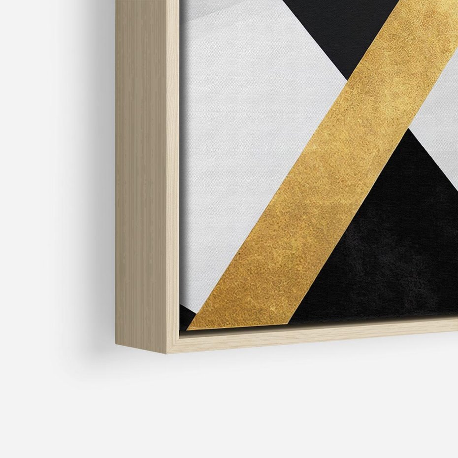 Obraz w ramie 80x80 - Pudrowe Abstrakcyjne Lustra - złote abstrakcyjne linie, szarość - rama drewno