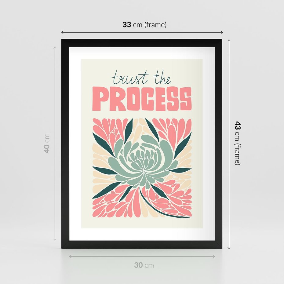 Plakat w ramie 30x40 - Rozbijające Barwy - abstrakcyjny pastelowy kwiat, wyrazista typografia - rama czarna