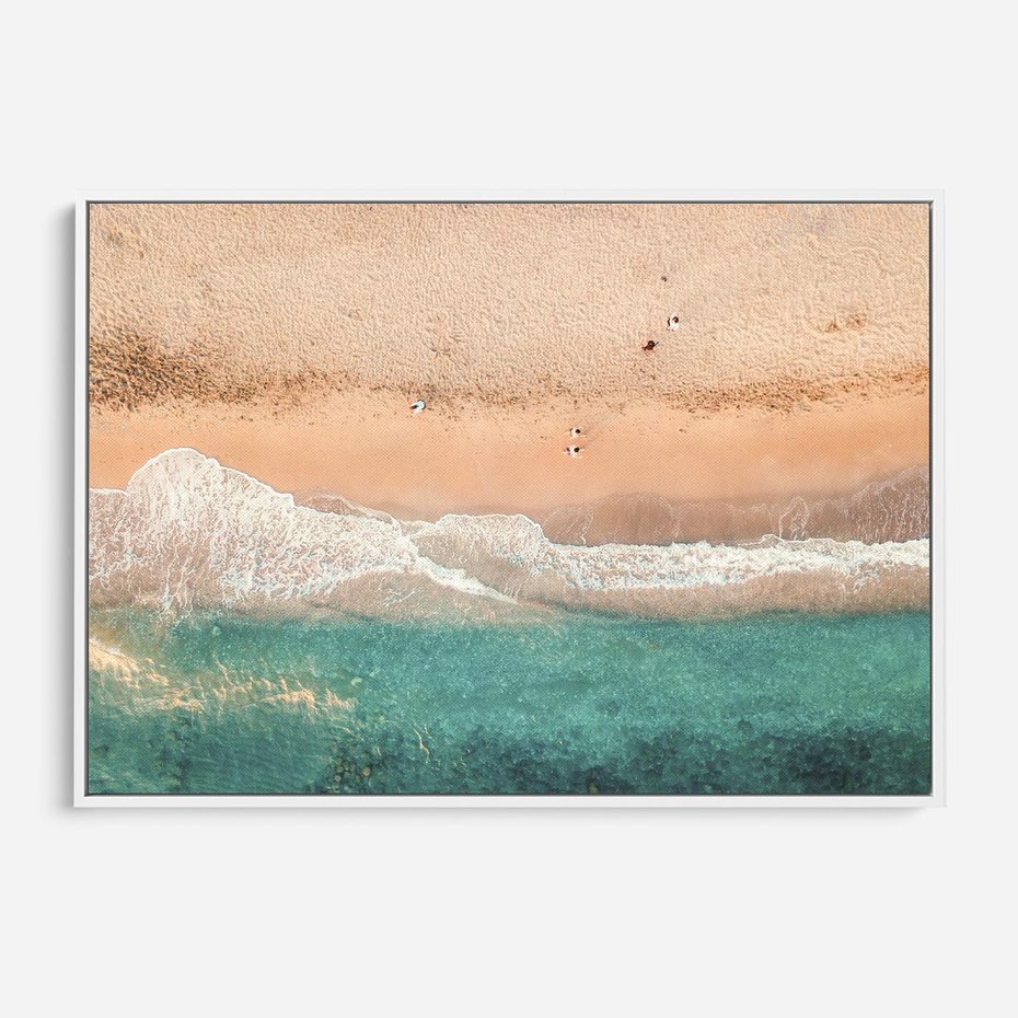 Obraz w ramie 100x70 - Oczy turkusu - fotografia, plaża - rama biała