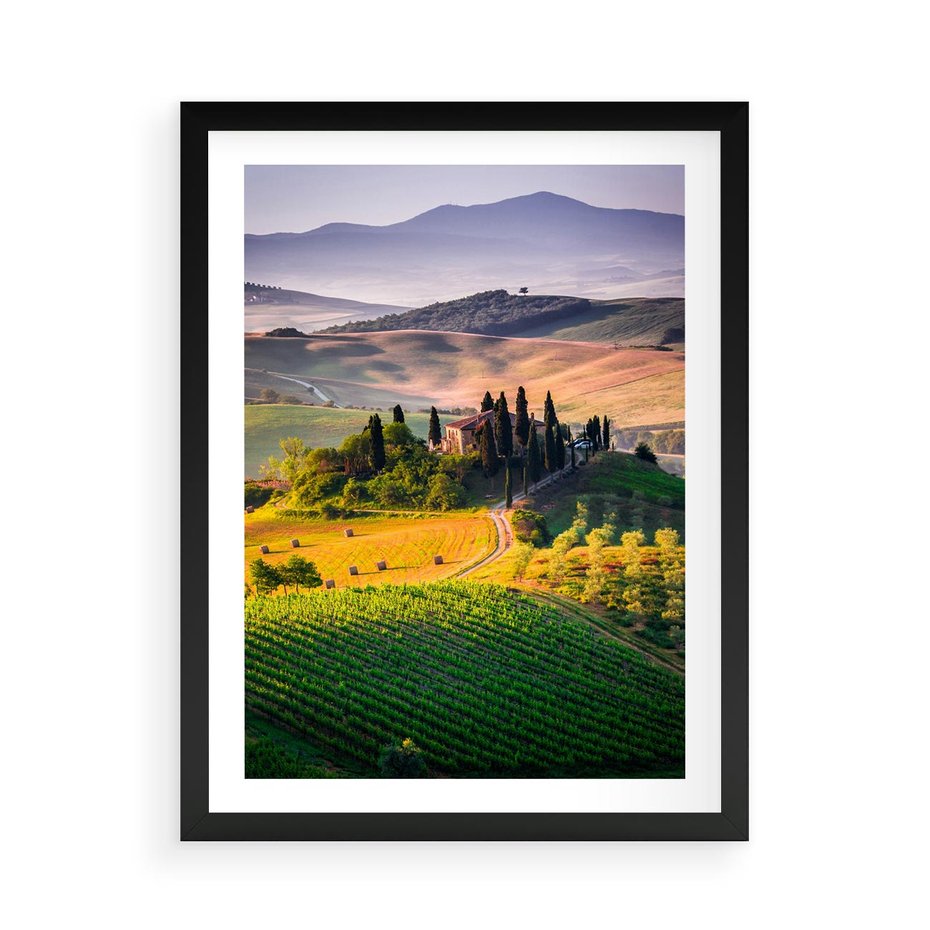 Plakat w ramie 50x70 - Pejzaż w perspektywie - pejzaż, perspektywa - rama czarna