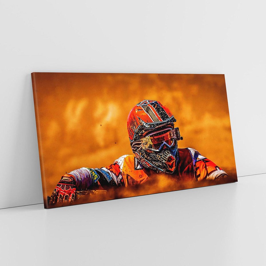 Obraz na płótnie 100x50 - Na Torze Wyścigowym Motocyklowe Zmagania - motocyklista, wyścig