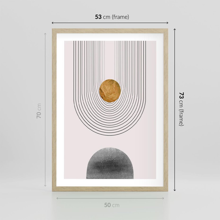 Plakat w ramie 50x70 - Geometryczny Blask - nowoczesna grafika, geometria - rama drewno
