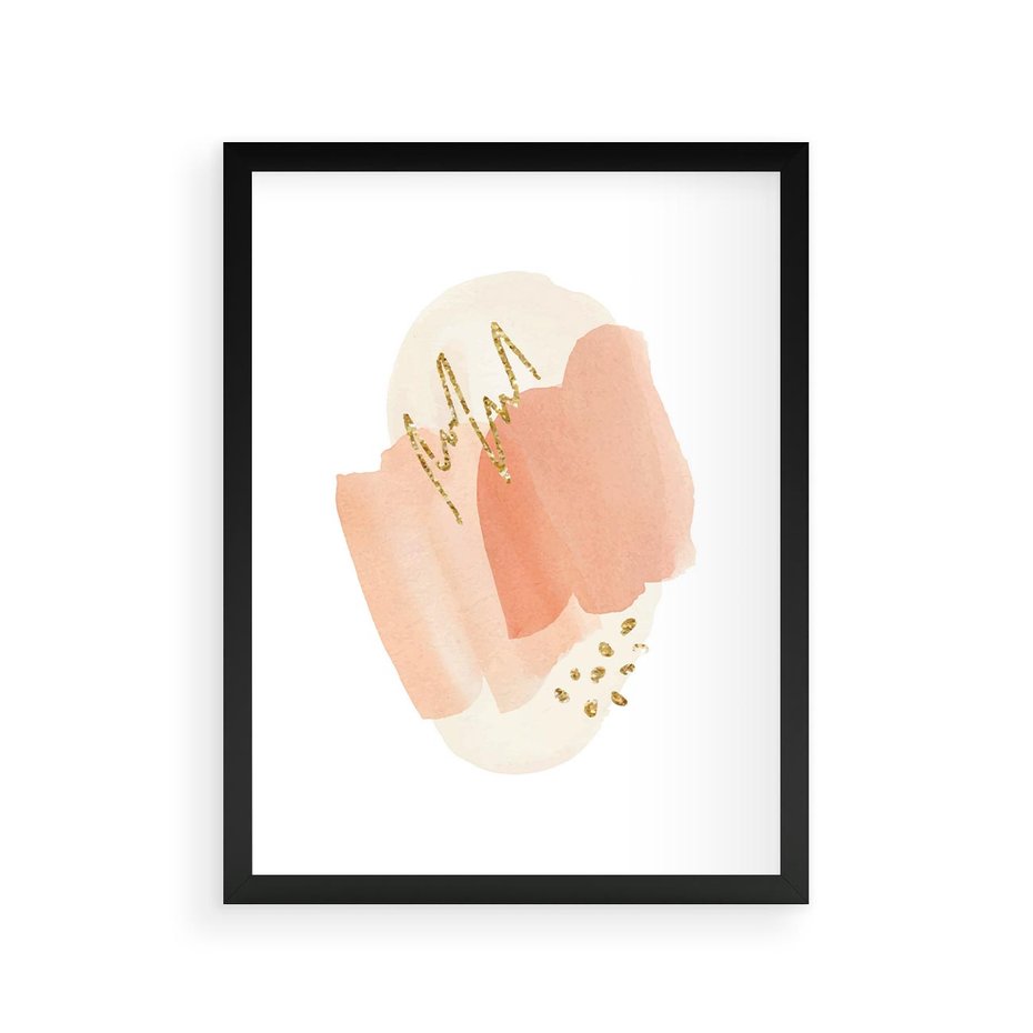 Plakat w ramie 30x40 - Rozbijające Plamy - abstrakcyjne akwarelowe plamy, minimalizm - rama czarna