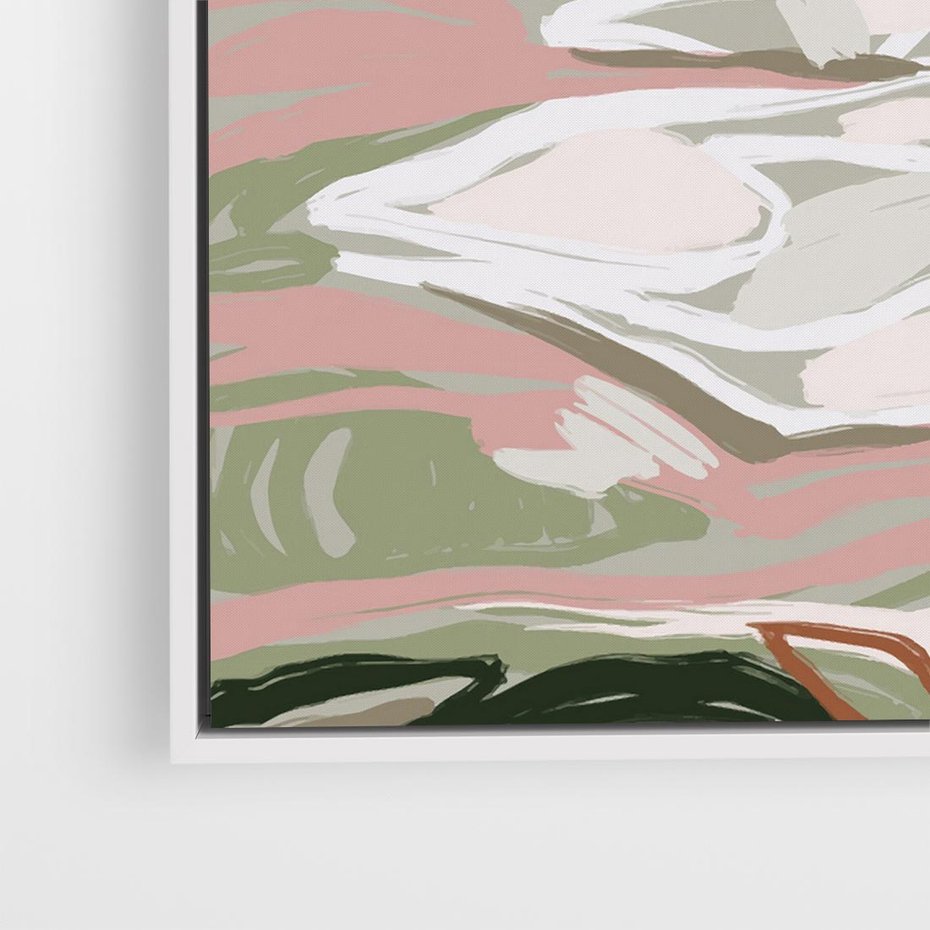 Obraz w ramie 50x50 - Szarawe Wzgórza - pastelowy krajobraz, nowoczesny plakat - rama biała