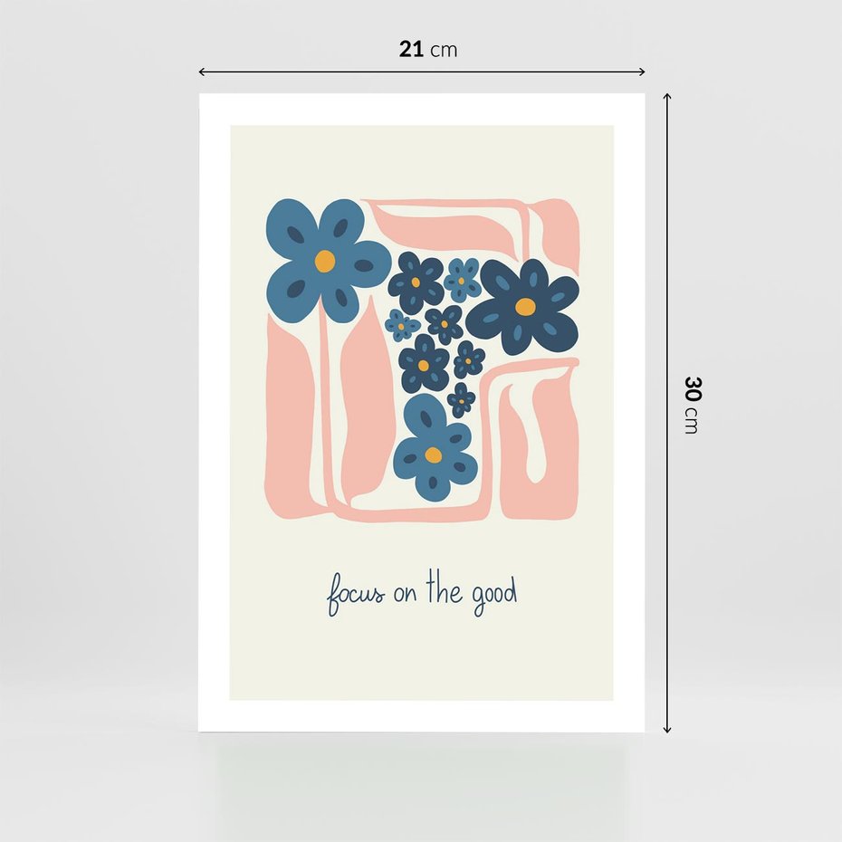 Plakat bez ramy 21x30 - Linie kwiatowych marzeń - minimalistyczna kwiatowa kompozycja, pastelowe kolory