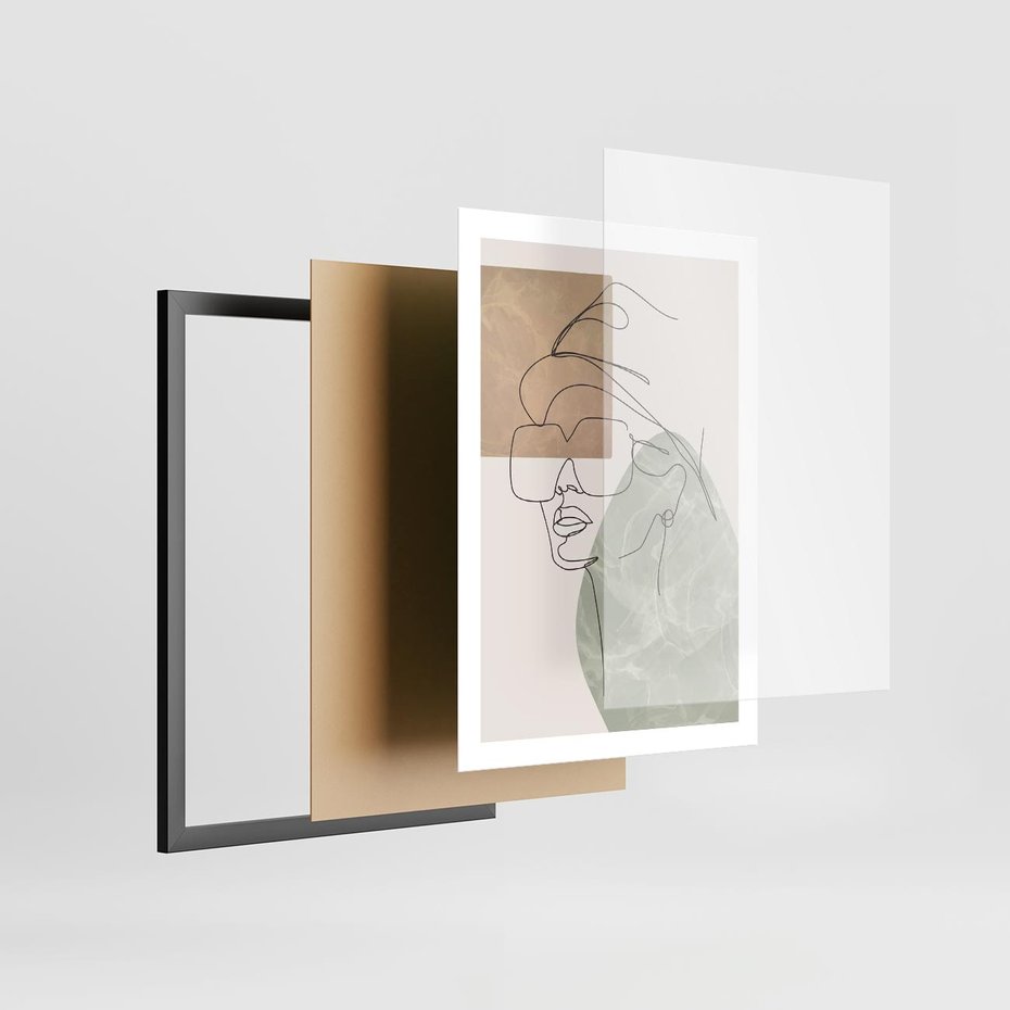 Plakat w ramie 50x70 - Geometria i Szkic - nowoczesny obraz, grafika - rama czarna