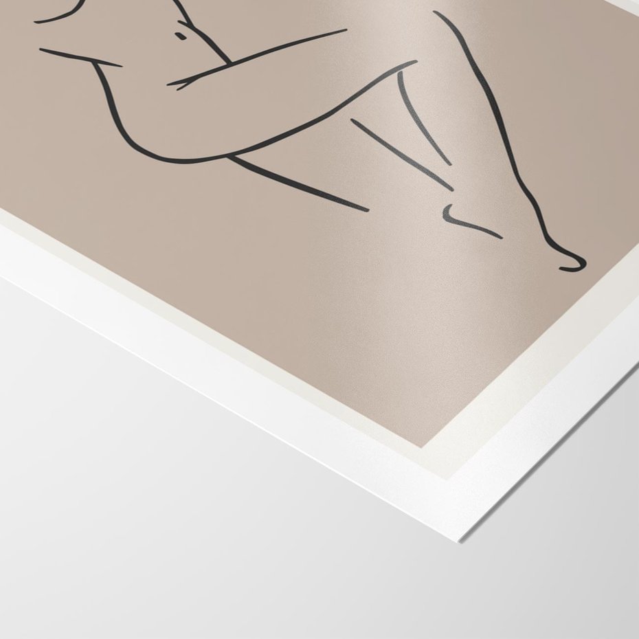 Plakat bez ramy 21x30 - Zanikająca Wyobraźnia - mnimalistyczny akt, beżowa tonacja