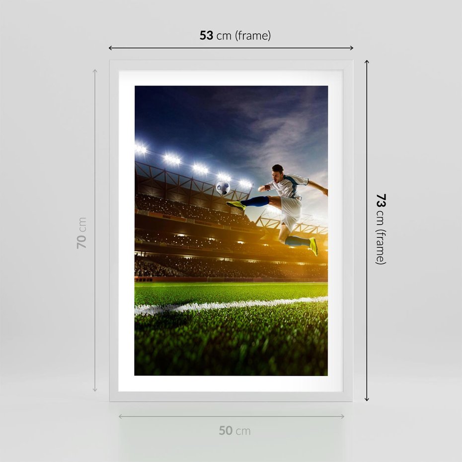 Plakat w ramie 50x70 - Gol! Magia piłki nożnej - gol, piłka - rama biała