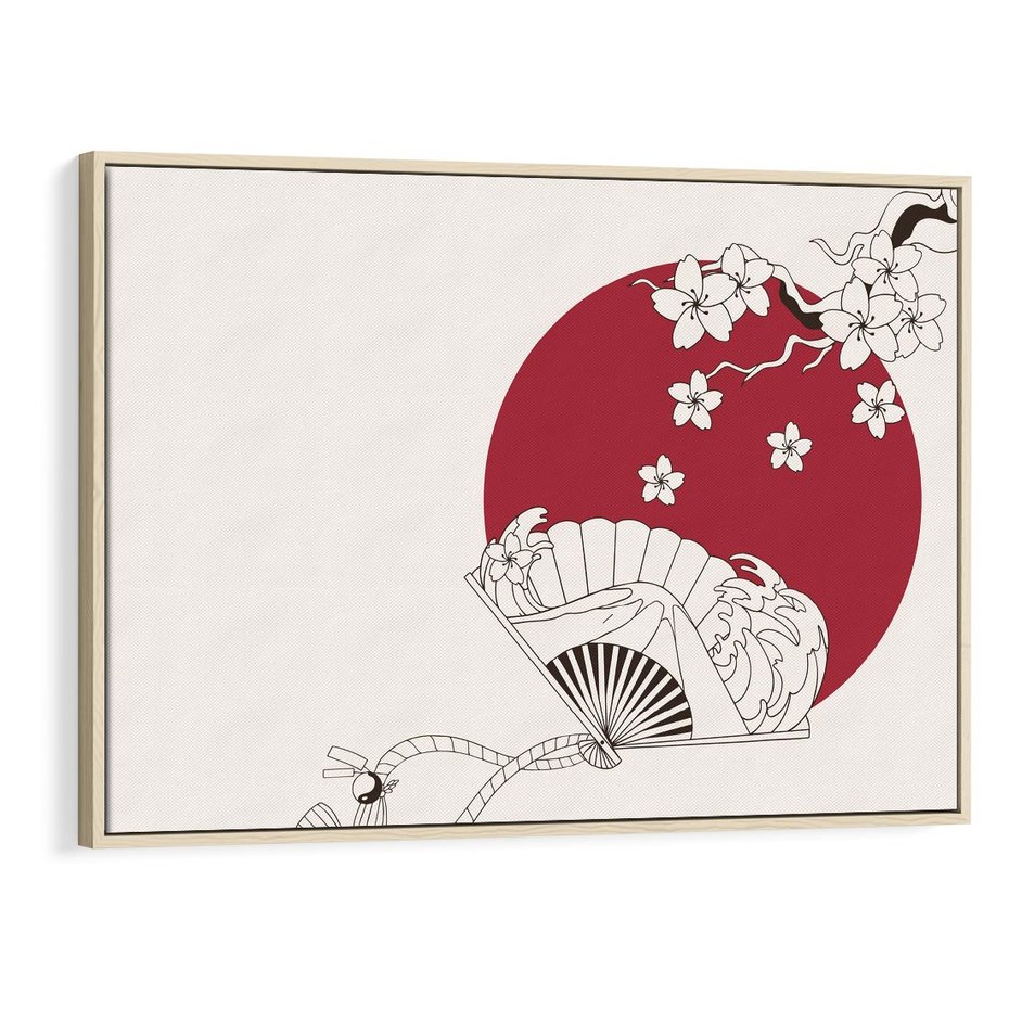 Obraz w ramie 120x80 - Orientalna Harmonia - japandi, japonia - rama drewno