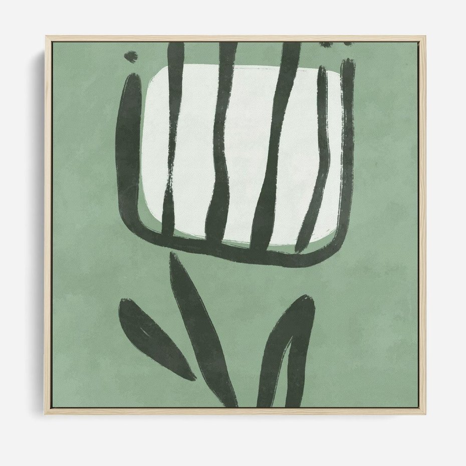 Obraz w ramie 80x80 - Objęcia Zieleni - zielona abstrakcja, zgaszona zieleń - rama drewno