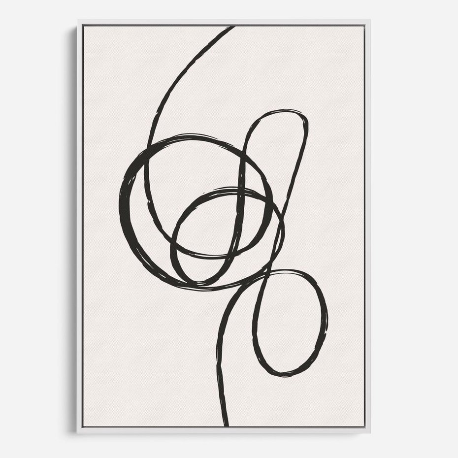 Obraz w ramie 80x120 - Migotliwa Kreatywność - abstrakcyjne szkicowane linie, minimalizm - rama biała