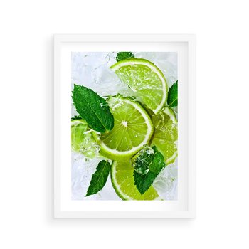 Plakat w ramie 30x40 - Ożywczy duet limonek i cytryn - limonki, cytryny - rama biała