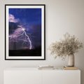 Plakat w ramie 40x50 - Burza z błyskawicami nad horyzontem - burza, błyskawica - rama czarna