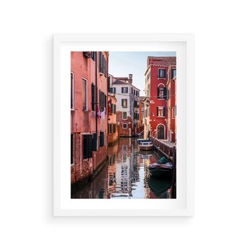 Plakat w ramie 30x40 - Przejażdżka gondolą przez Wenecję - Wenecja, kanały - rama biała