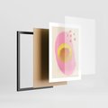 Plakat w ramie 30x40 - Migotliwe Dziwne Ścieżki - abstrakcyjna różowa plama, akwarela - rama czarna