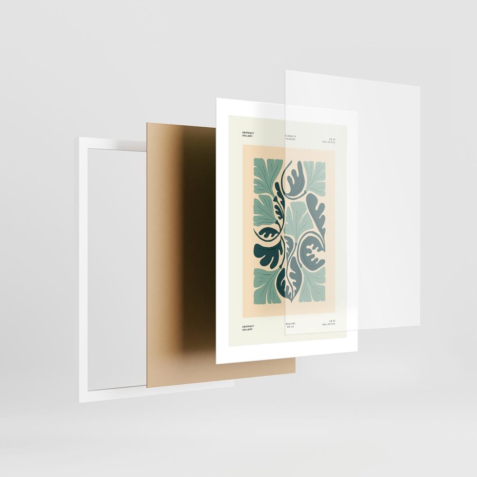 Plakat w ramie 30x40 - Podróżne Impresje - roślinne motywy, ornamenty - rama biała