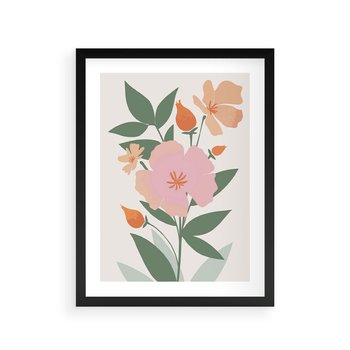 Plakat w ramie 30x40 - Kwiatowe Nastroje - kwiat, sztuka nowoczesna - rama czarna