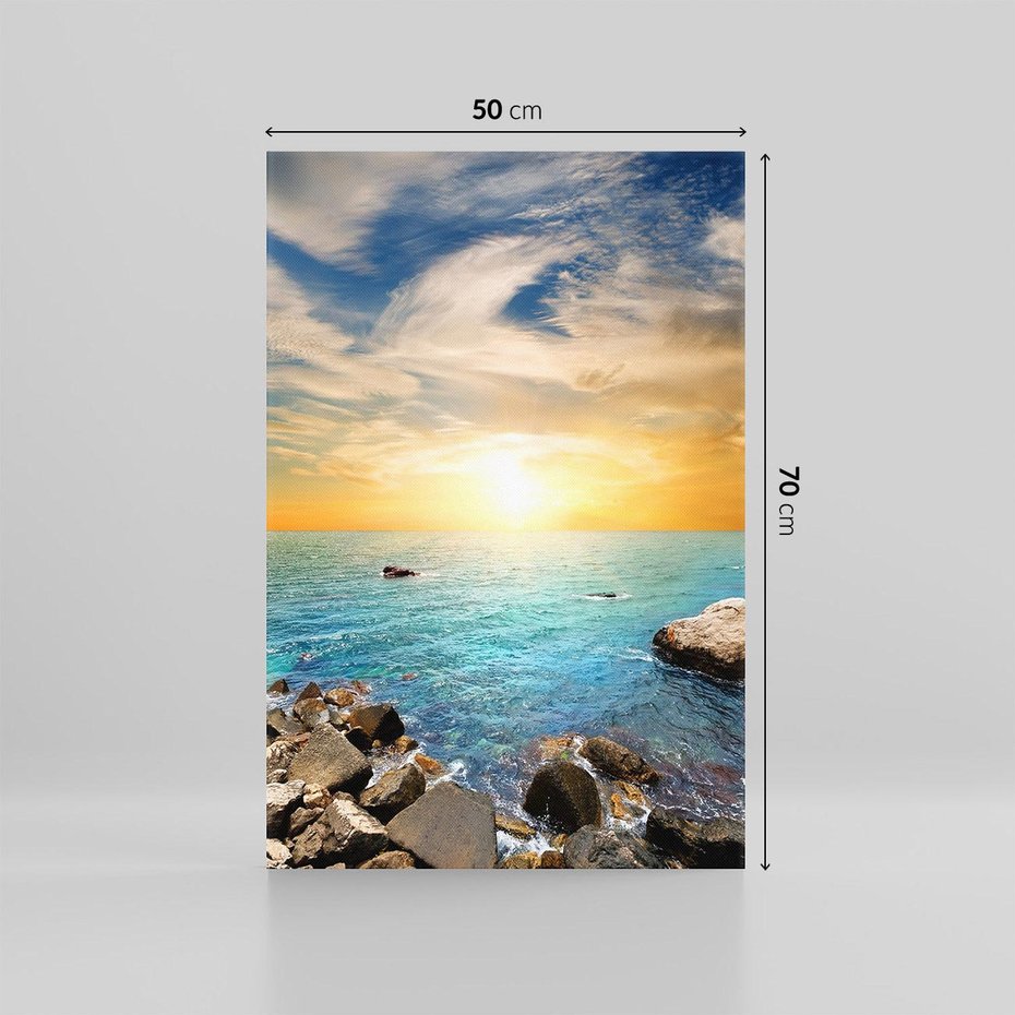 Obraz na płótnie 50x70 - Zachód słońca na plaży - plaża, zachód