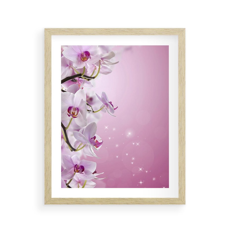 Plakat w ramie 40x50 - Relaksujące Piękno - kwiaty, orchidea - rama drewno