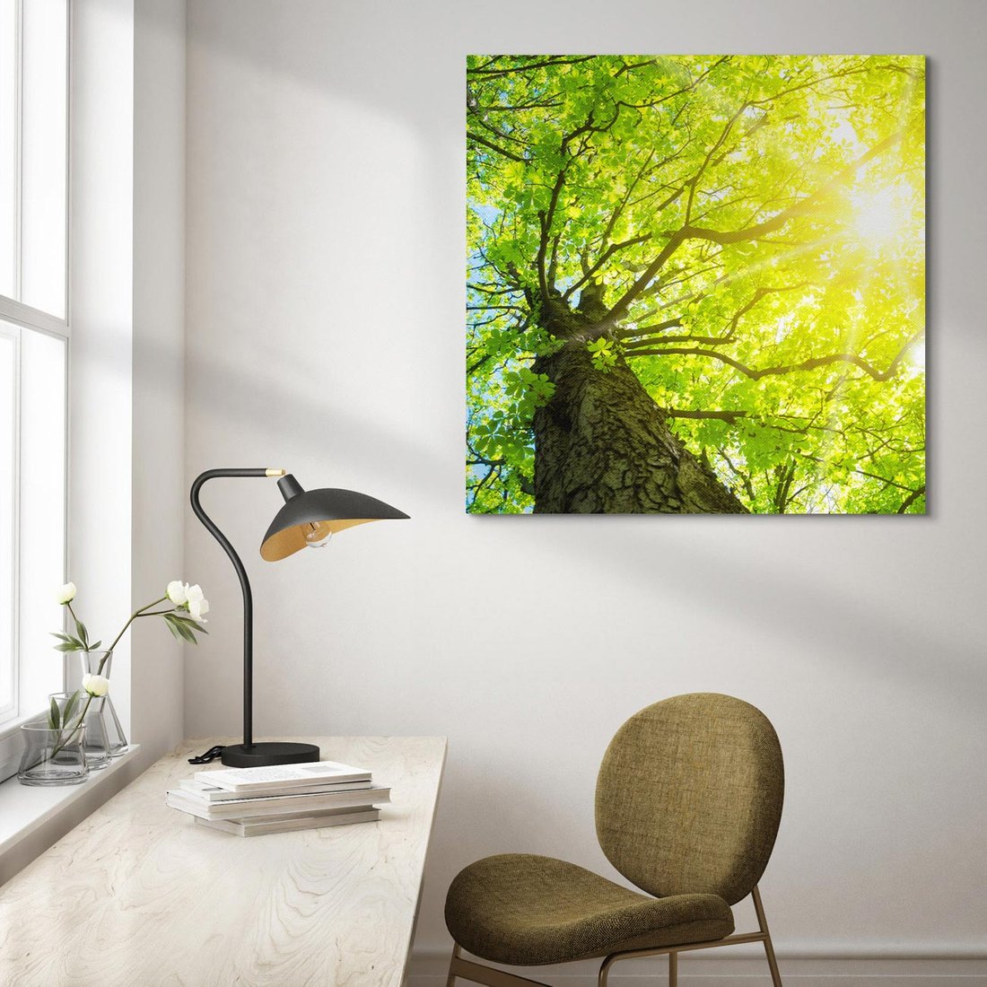 Obraz na płótnie 70x70 - Drzewo pod Słońcem: Łączność z Naturą - drzewo, słońce