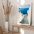 Plakat w ramie 40x50 - Malowniczy urok wyspy - Santorini, schodki - rama drewno