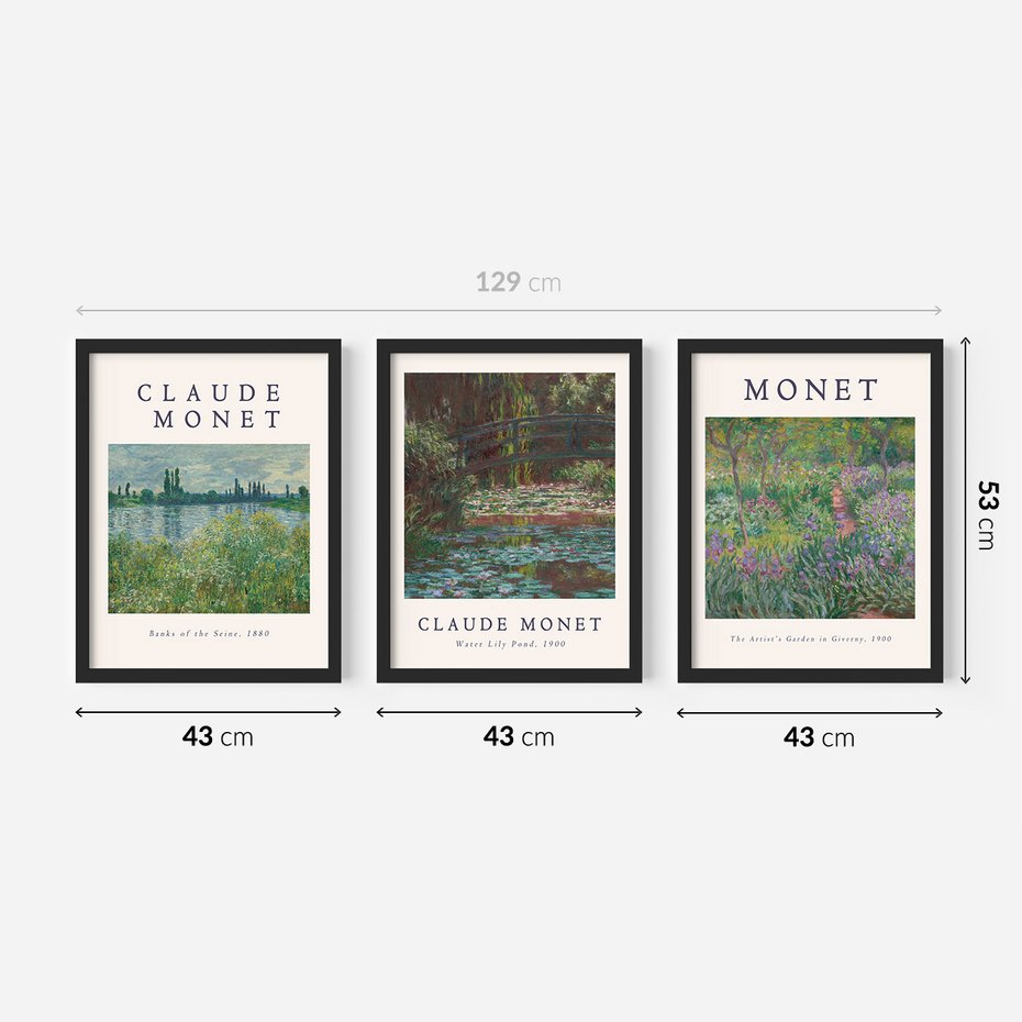 Zestaw obrazy w ramie 40x50 galeria - Monet, imprezjonizm, reprodukcja, sztuka - rama czarna
