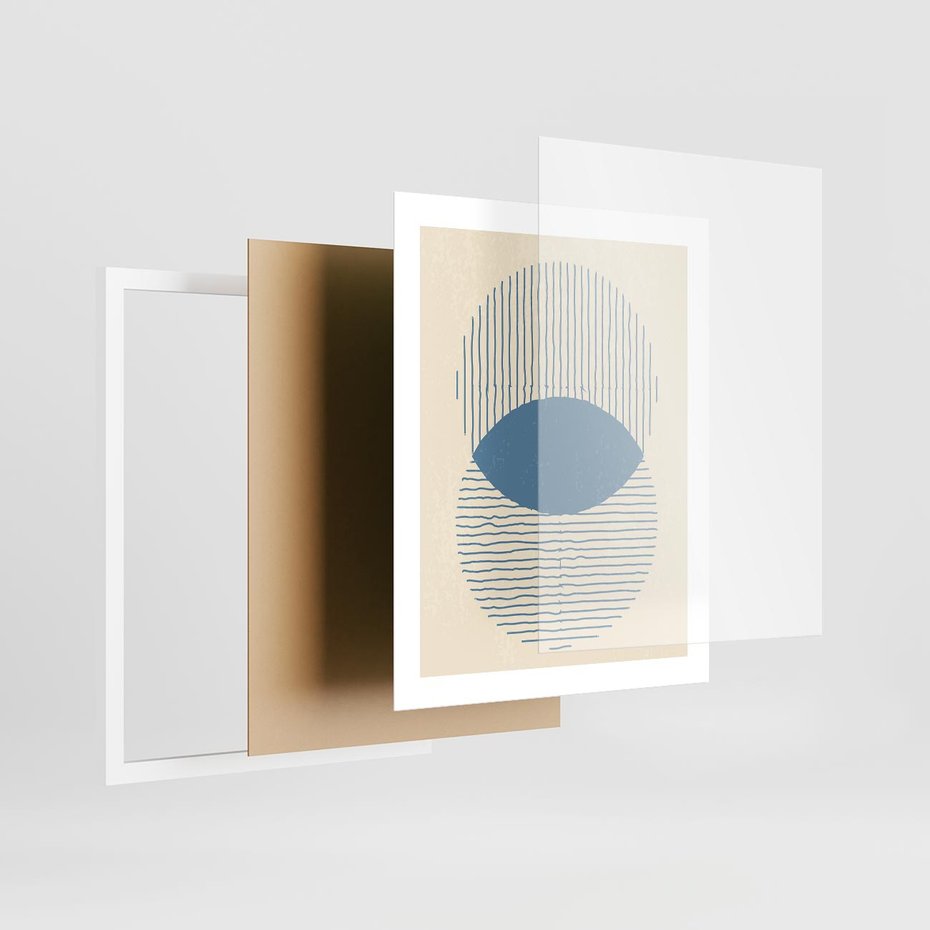 Plakat w ramie 40x50 - Wnętrza Refleksji - geometryczne kształty, koła - rama biała