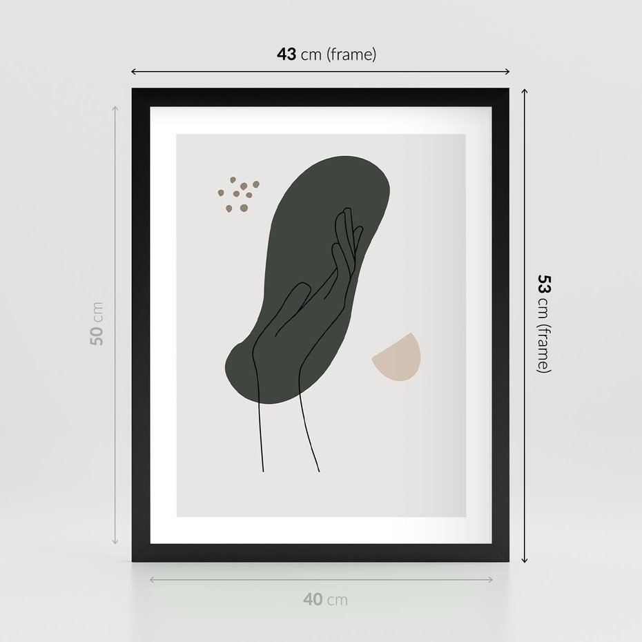 Plakat w ramie 40x50 - Tajemnicze Impulsy - szkic jedną linią, one lone - rama czarna