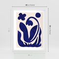 Plakat w ramie 40x50 - Bezgraniczne Echa Serca - abstrakcyjny obraz plakat, dziwne niebieskie kształty przypominają kwiat - rama biała
