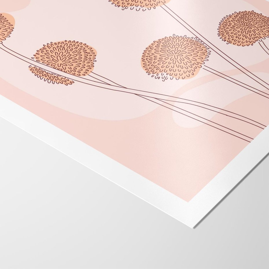 Plakat bez ramy 21x30 - Rozkwitające Emocje - minimalistyczny plakat, pudrowe kwiaty