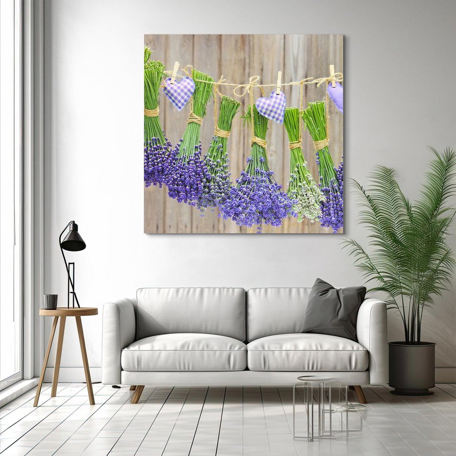 Obraz na płótnie 40x40 - Lawenda kompozycja Kwiaty - lawenda, kwiaty