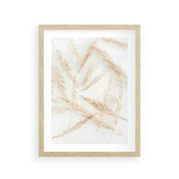 Plakat w ramie 30x40 - Pampas w Stylu Boho: Kompozycja Natury - suche trawy, pampas - rama drewno