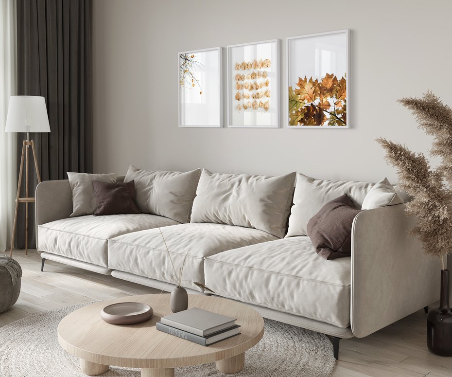 Zestaw obrazy w ramie 40x50 galeria - Liście, jesień, kompozycja - rama biała