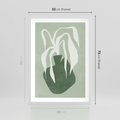 Plakat w ramie 50x70 - Zieleń Pulsującego Spokoju - zielona abstrakcja, zgaszona zieleń - rama biała