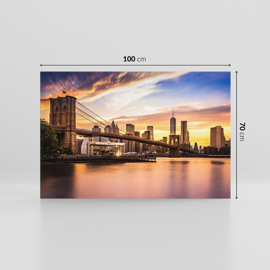 Obraz na płótnie 100x70 - Manhattan Nights: Most w Nowym Jorku - most, Nowy Jork