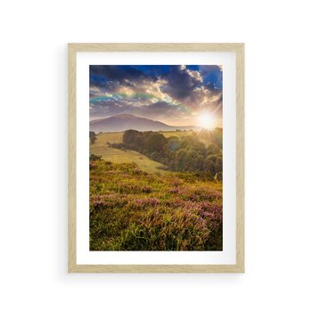 Plakat w ramie 30x40 - Pejzaż na łące - pejzaż, łąka - rama drewno