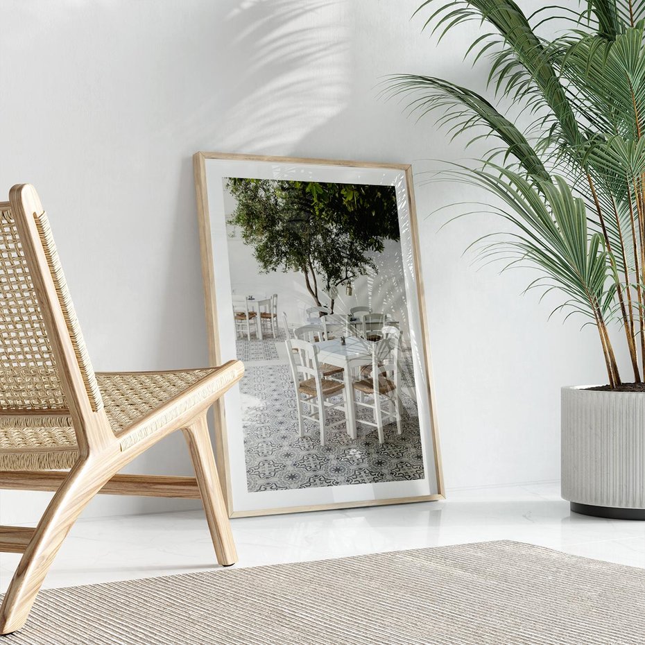 Plakat w ramie 50x70 - Włoska restauracja pełna smaków - włoska, restauracja - rama drewno