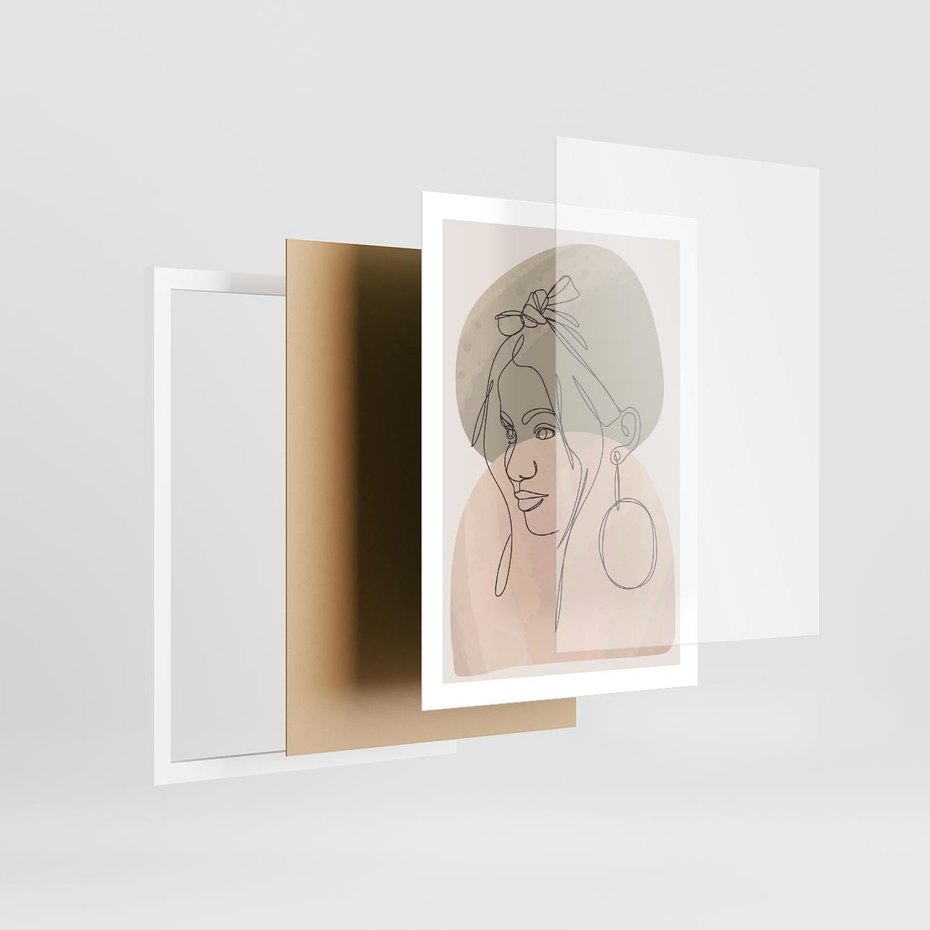 Plakat w ramie 50x70 - Kobieta w Linii: Akwarelowa Harmonia - kobieta one line, grafika - rama biała