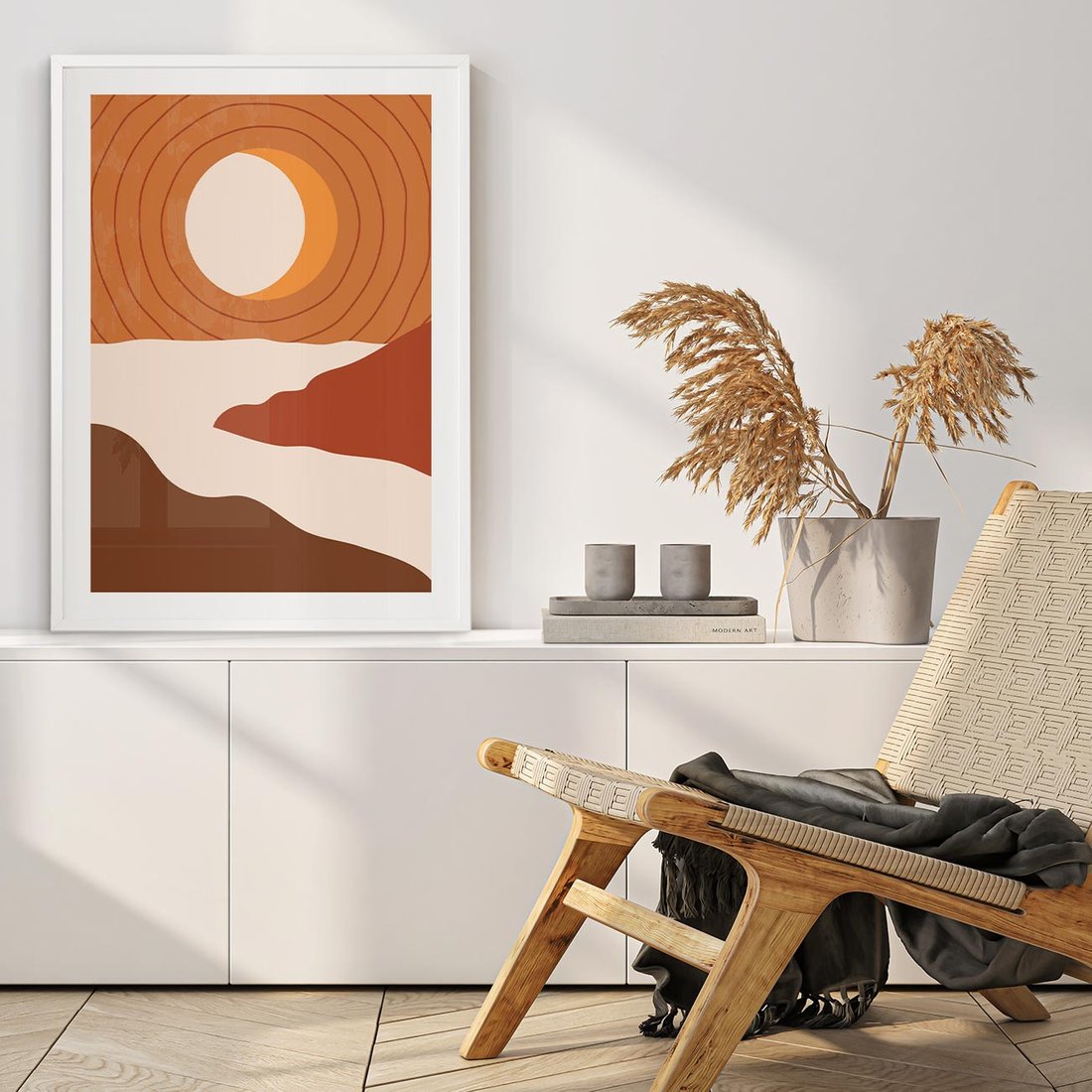 Plakat bez ramy 30x40 - Sztuka Zachodu Słońca: Nowoczesna Sceneria - plakat, nowoczesna grafika